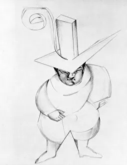 Alexandra Alexandrovna Exter Gallery: The Governor, costume design, 1921 (pencil on paper) (b / w photo)