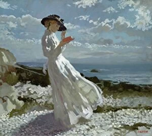Grace reading at Howth Bay (oil on canvas)