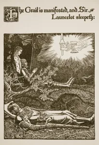 The Grail is manifested, and Sir Launcelot sleepeth, illustration from ' The Grail is manifested, and Sir Launcelot sleepeth, illustration from '