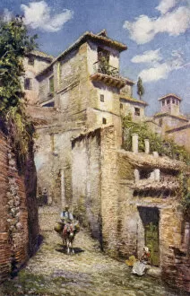 Albaicin Gallery: Granada, A Street in the Albaicin (colour litho)