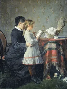 Grandmother's lessons, 1880-1881, by Silvestro Lega (1826-1895), oil on canvas Grandmother's lessons, 1880-1881, by Silvestro Lega (1826-1895), oil on canvas
