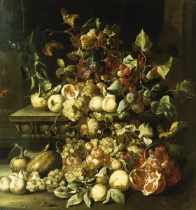 Grapes, Figs, Raspberries and Other Fruit on a Stone Ledge, (oil on canvas) Grapes, Figs, Raspberries and Other Fruit on a Stone Ledge, (oil on canvas)