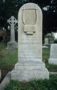 Gravestone erected for Keats in the Protestant Cemetery, Rome Gravestone erected for Keats in the Protestant Cemetery, Rome