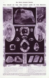 The great Cullinan diamond - the origin of the two finest gems of the regalia (b/w photo) The great Cullinan diamond - the origin of the two finest gems of the regalia (b/w photo)