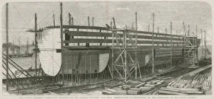 The Great Eastern steamship; Building on the stocks, Millwall (engraving) The Great Eastern steamship; Building on the stocks, Millwall (engraving)