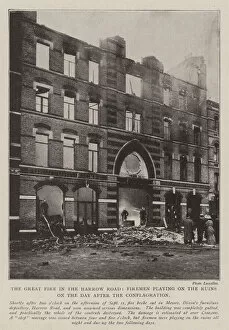 Harrow Road Gallery: The Great Fire in the Harrow Road, Firemen playing on the Ruins on the Day after the Conflagration