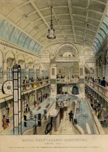 Great Hall of the Royal Polytechnic Institution, Regent Street, printed by G.J. Cox, c Great Hall of the Royal Polytechnic Institution, Regent Street, printed by G.J. Cox, c