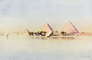 Great Pyramid Gallery: The Great Pyramid at Giza (colour litho)