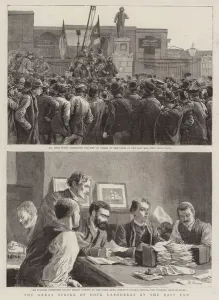 The Great Strike of Dock Labourers at the East End (engraving) The Great Strike of Dock Labourers at the East End (engraving)