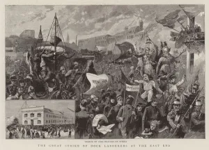 The Great Strike of Dock Labourers at the East End (engraving) The Great Strike of Dock Labourers at the East End (engraving)