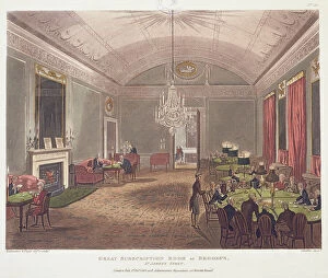 Images Dated 9th March 2010: Great Subscription Room at Brooks s, St.James s, engraved by Stadler