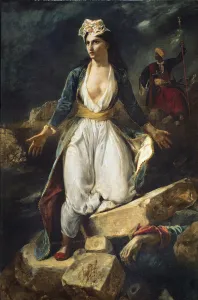 Greece expiring on the Ruins of Missolonghi, 1826 (oil on canvas) Greece expiring on the Ruins of Missolonghi, 1826 (oil on canvas)
