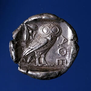 Greek coin (Athenes Drachma) of the 5th century BC has the effigy of the owl