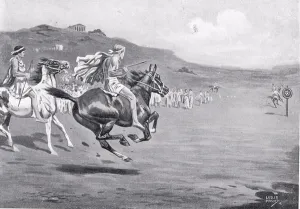 Greek horsemen throwing the javelin, illustration from Hutchinson' Greek horsemen throwing the javelin, illustration from Hutchinson'