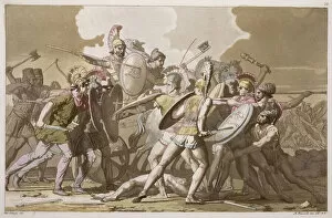 Greeks and Trojans Fight over the Body of Patroclus, plate 34 from Le Costume Ancien et Moderne by Jules Ferrario