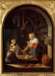 The grocer of the village (with the portrait of the painter in the background The grocer of the village (with the portrait of the painter in the background