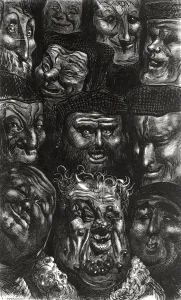 Eleven grotesque faces from Les Contes Drolatiques by Honore de Balzac Eleven grotesque faces from Les Contes Drolatiques by Honore de Balzac