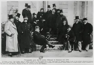 Group in the garden of Edmond Huot de Goncourt, c.1890 (b/w photo) Group in the garden of Edmond Huot de Goncourt, c.1890 (b/w photo)