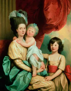 A group portrait of a lady and her two children A group portrait of a lady and her two children