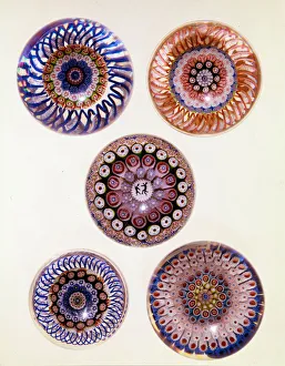 A group of St. Louis concentric Millefiori weights (glass) A group of St. Louis concentric Millefiori weights (glass)