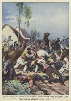 A group of thieves had raided horses in the Romanian village of Izmall (colour litho) A group of thieves had raided horses in the Romanian village of Izmall (colour litho)