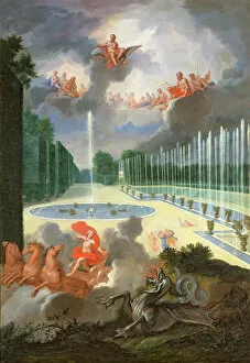 The Groves of Versailles. View of the Dragon Pool and the Pool of Neptune, with Apollo slaying Python (oil on canvas)