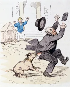 Guard Dog - drawing by Bertall, in ' Pierre the Unsolved', 1876 Guard Dog - drawing by Bertall, in ' Pierre the Unsolved', 1876