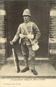 A guardsman ready for active service (b/w photo) A guardsman ready for active service (b/w photo)