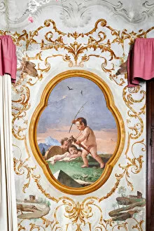 Barocco Gallery: Guest Lodgings, the Room of the Putti, medallion with putti: 'Three putti playing on a wooden