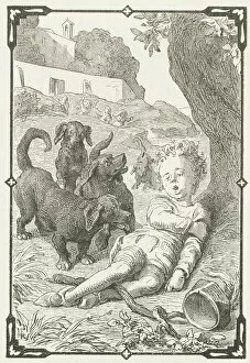 Wounded Limb Gallery: Guilleri fell and broke his leg and half his arm (verse 4), 1880 (engraving)