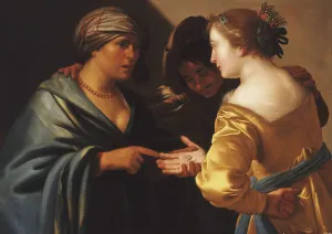 A Gypsy Fortune Teller with a Young Couple, (oil on panel) A Gypsy Fortune Teller with a Young Couple, (oil on panel)