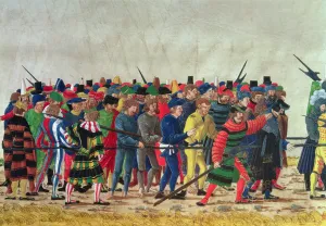 Halberdiers of Maximilian I (1459-1519) guarding French prisoners Halberdiers of Maximilian I (1459-1519) guarding French prisoners