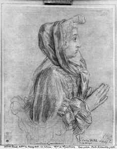 Half length profile of a woman with hands clasped, known as Madame de Maintenon Half length profile of a woman with hands clasped, known as Madame de Maintenon