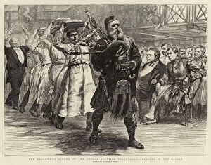 The Hallowe'en Dinner of the London Scottish Volunteers, bringing in the Haggis (engraving)