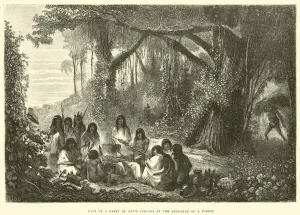 Halt of a party of Antis Indians at the entrance of a forest (engraving) Halt of a party of Antis Indians at the entrance of a forest (engraving)