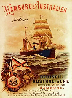 Images Dated 10th August 2012: Hamburg - Australia, poster advertising the German Australian Steamship Company