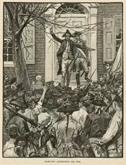 Alexander Hamilton Gallery: Hamilton addressing the mob (engraving)