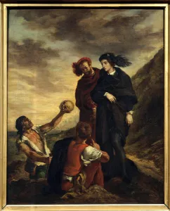 Hamlet and Horatio at the cemetery Illustration for Act V of William Shakespeare' Hamlet and Horatio at the cemetery Illustration for Act V of William Shakespeare'