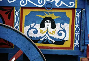 Hand-painted farm wagon, Marche, Italy, Detail Hand-painted farm wagon, Marche, Italy, Detail