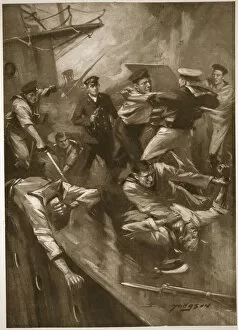 Hand-to-hand fight on board The Broke (litho)