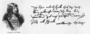 Handwriting and signature of Albrecht Duerer (pen & ink on paper) Handwriting and signature of Albrecht Duerer (pen & ink on paper)