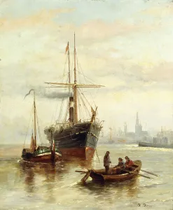 A Harbour Scene with a View of Venice (oil on canvas) A Harbour Scene with a View of Venice (oil on canvas)