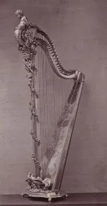 Harp, French, said to have belonged to Queen Marie Antoinette (b/w photo) Harp, French, said to have belonged to Queen Marie Antoinette (b/w photo)