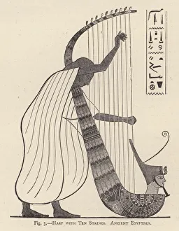 Harp with Ten Strings, Ancient Egyptian (engraving) Harp with Ten Strings, Ancient Egyptian (engraving)