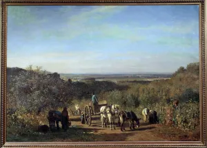 Harvest on the banks of the Seine a Suresnes Painting by Constant Troyon (1810-1865 Harvest on the banks of the Seine a Suresnes Painting by Constant Troyon (1810-1865
