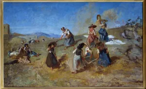 Harvest Painting by Eugene Fromentin (1820-1876) 1875 Sun Harvest Painting by Eugene Fromentin (1820-1876) 1875 Sun
