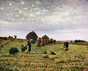 Harvest, painting by Federico Rossano (1835-1912), oil on canvas, 65x80 cm Harvest, painting by Federico Rossano (1835-1912), oil on canvas, 65x80 cm