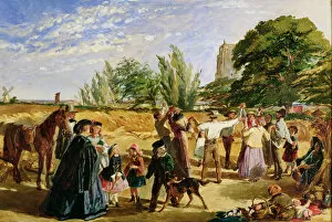 Images Dated 12th March 2007: A Harvest scene in Norfolk: sketch for Hello Largesse, 1861 (oil on board)