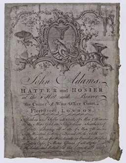 Hatters Gallery: Hatters, John Adams, trade card (engraving)