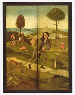 The Haywain, with panels closed showing Everyman walking the Path of Life (oil on panel) The Haywain, with panels closed showing Everyman walking the Path of Life (oil on panel)